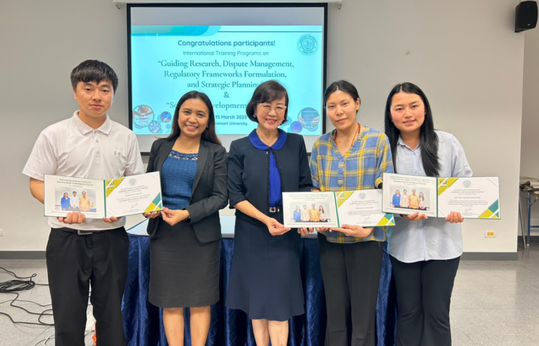 The Office of Extension and Training, Kamphaeng Saen, organized a closing ceremony and certificate presentation for the international training programs